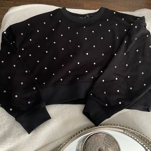 Romeo and Juliet Couture Studded Cropped Black Sweatshirt Size Medium
